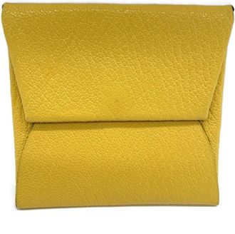Herm&egrave;s Bastia Bicolor Yellow Chevre Leather Coin Purse/Coin Case (Pre-Owned)