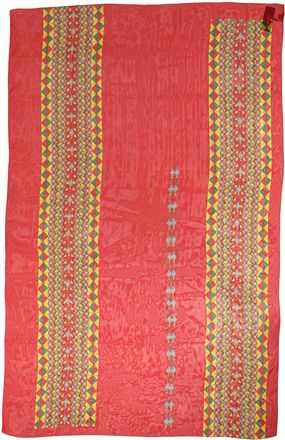 Dolce & Gabbana Red Silk Geometric Print Shawl Stole Womens Scarf