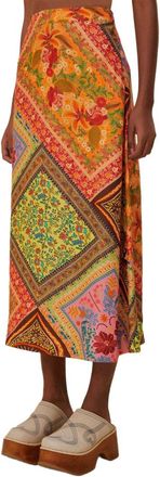 Farm Rio Farm Rio Mixed Scarves Multicolor Midi Skirt