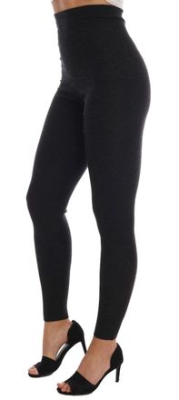 Dolce & Gabbana Womens Gray Cashmere Ribbed Stretch Tights Clothing