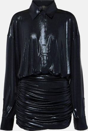 Norma Kamali Ruched lame shirt dress