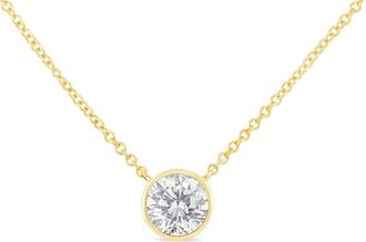 House of Brilliance 10K Yellow Gold 1/10ct. TDW Solitaire Diamond Pendant Necklace(H-I,SI2-I1)