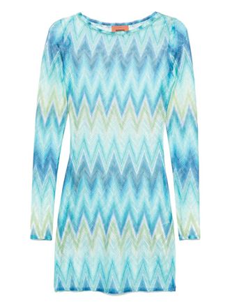 Missoni zigzag-woven mini dress - women - Viscose/Other fibres/Polyester - 46 - Blue