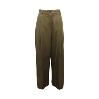Max Mara Straight Trousers, female, Green, Size: S Nebbie Trousers