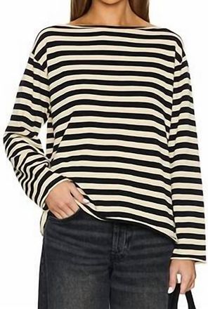 The Great. Womens The Sailor Sweater In Black Stripe