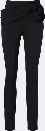 Carolina Herrera Floral-appliqu&eacute; wool-blend leggings
