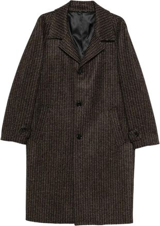 Les Hommes Cappotto in pied-de-poule - Marrone