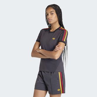 adidas T-Shirt ADIDAS ORIGINALS 3S TEE SLIM, Damen, Gr. XXL, utility schwarz, schwarz, team power rot 2, collegiate gold, Obermaterial: 93% Baumwolle, 7% Ela