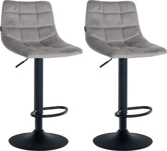 Clp Clp - Juego De 2 Taburetes De Bar Jerry En Terciopelo Gris Negro