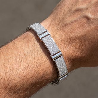 Pompeii3 5.66Ct Mens Diamond 8.5 Bracelet Silver 25 Grams 12mm Wide