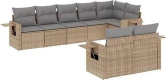 vidaXL Vidaxl - Juego De Sof&aacute;s De Jard&iacute;n Con Cojines Beige 8 Pzas Rat&aacute;n Pe
