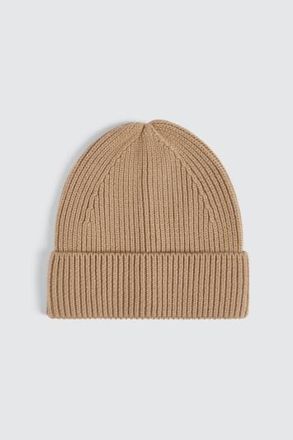 Moss Bros. Camel Cashmere Blend Ribbed Beanie