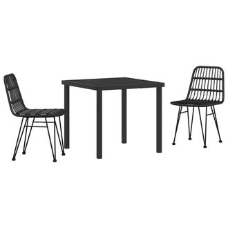 Berkfield Home 3 Piece Garden Dining Set Black Poly Rattan