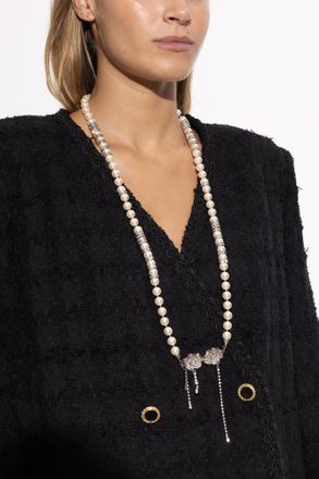 Alessandra Rich Pearl Necklace, Womens, Silver