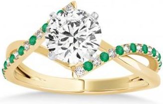 Allurez Diamond & Emerald Bypass Semi-Mount Ring in 14k Yellow Gold (0.14ct)