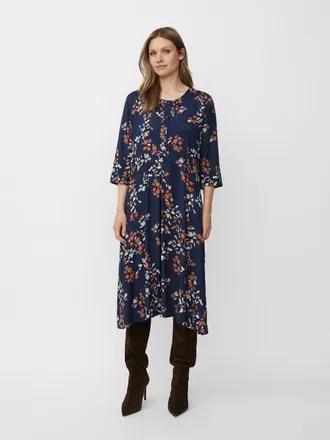 Masai MaNymari Round Neck 3/4 Sleeve Dress in Autumnal at Nordstrom, Size Medium