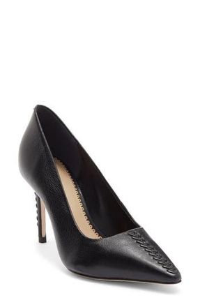 Cinq &agrave; Sept Giselle Whipstitch Pointed Toe Pump in Black at Nordstrom Rack, Size 7.5Us / 37.5Eu