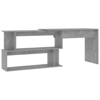 Berkfield Home Corner Desk Concrete Grey 200x50x76 cm Engineered Wood | Size: 200 x 50 x 76 cm
