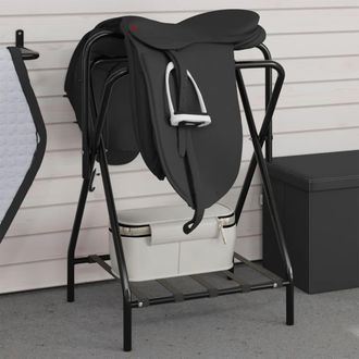vidaXL Soporte De Montura Plegable De Pie Independiente Hierro Negro Vidaxl