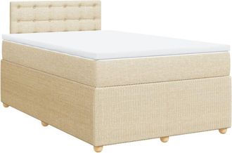 vidaXL Cama Box Spring Con Colch&oacute;n Tela Color Crema 120x190 Cm Vidaxl