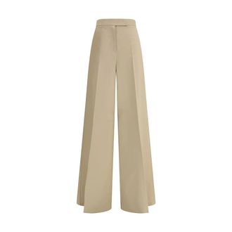 Max Mara Wide Trousers, female, Beige, XS, Elegant Finish Palazzo Trousers