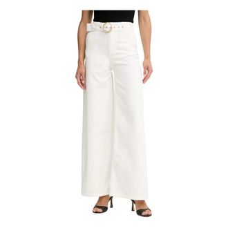 Twinset Jeans a Gamba Larga con Cintura - - Trousers - Donna - Beige - W25