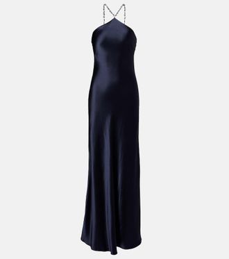 Staud Cadence halterneck satin slip dress