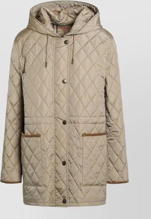 Burberry quilted hooded nylon coat front pockets long