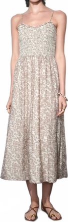 Greylin Valarie Smocked Midi Dress In Taupe