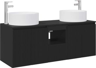 vidaXL Juego De Muebles De Ba&ntilde;o 3 Uds. Negro 49,5 X 44,5 X 65,5 Cm Vidaxl