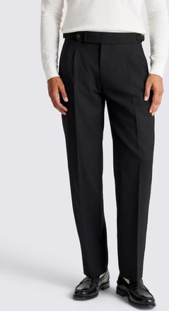 Moss Black Wool Pleated Trousers