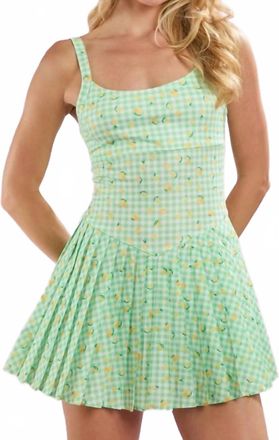 Peach Love California Gingham Lemon Sporty Romper In Green
