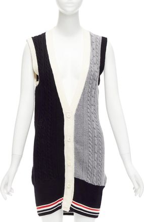 Thom Browne fun mix irish cable merino wool elongated vest