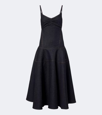 Jacquemus Pina de-N&icirc;mes gathered denim midi dress