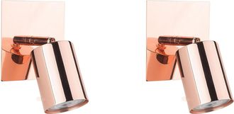 Beliani Conjunto De 2 L&aacute;mparas De Pared Aplique De Metal Cobre Ajustable Estilo Glamour Tigris