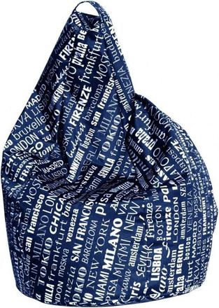Talamo Italia Dmora Pouf Avec Lettrage Fantaisie, Bleu Et Blanc, Dimensions 80 X 120 X 80 Cm