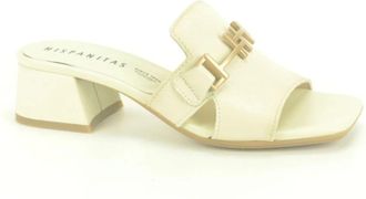Hispanitas Slip-On Sandalen met Garment Detail - Dames - Muiltjes - Beige - 36 EU - Leer - Schoenen