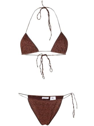 Oséree Bikini con paillettes - Marrone