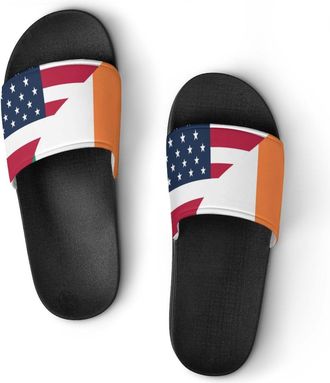 Generic U.S. And Ireland Flag Unisex Beach Slippers & Pool Slides Anti-Slip House Shoes for Home Outdoor
