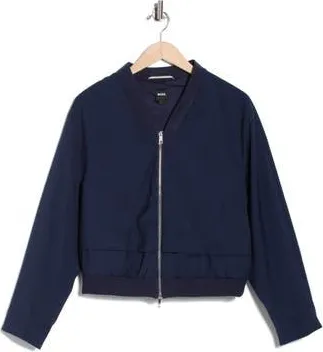BOSS Jirian Virgin Wool Bomber in Dark Blue at Nordstrom Rack, Size 12