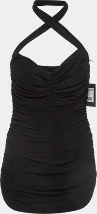 Norma Kamali Black Gathered Jersey Slinky Marissa Strapless Swimsuit