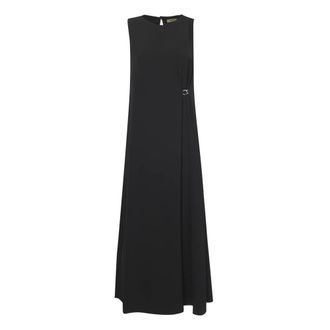 Herno Maxi Dresses, female, Black, Size: S Abito Lungo Smanicato