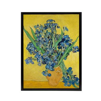 Artery8 Van Gogh Irises Painting Framed Canvas Wall Art Print in Yellow | Size: W24 x H32