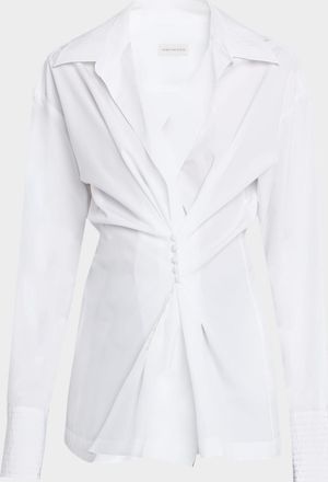 Dries Van Noten Clickys Gathered Button-Down Shirt