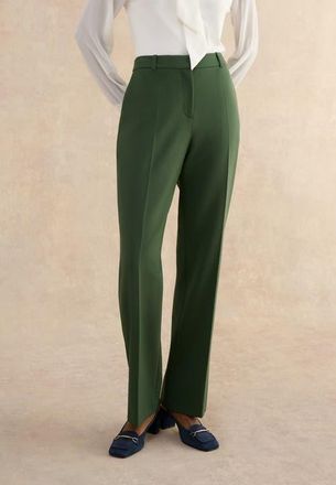Hobbs London Bess High Waisted Straight Leg Trousers in Khaki at Nordstrom, Size 16