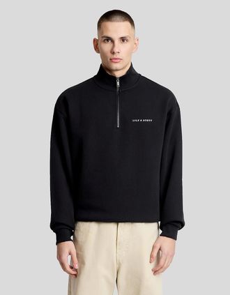 Lyle & Scott Lyle And Scott Mens Heavyweight Script 1/4 Zip Sweatshirt - Black - Size: 42
