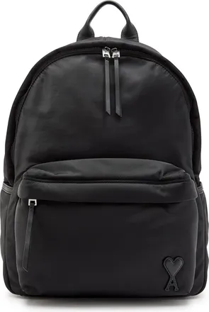 Ami Ami Paris Marcel Logo Leather and Nylon Backpack - Black - One Size