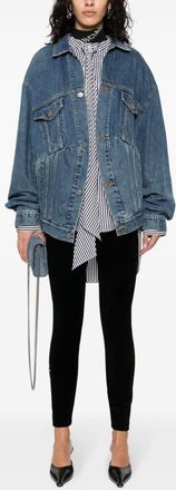 Balenciaga Womens Stretch Velvet Skinny Leggings - Black Nylon - Size Small