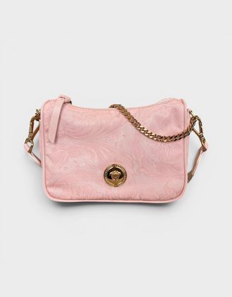 Versace Womens Hobo Medusa Logo Floral Shoulder Bag Pink