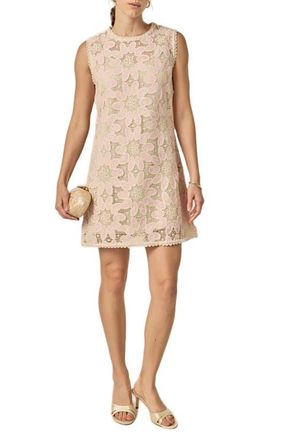 English Factory Open Stitch Sleeveless Minidress in Natural/Pink at Nordstrom, Size X-Small